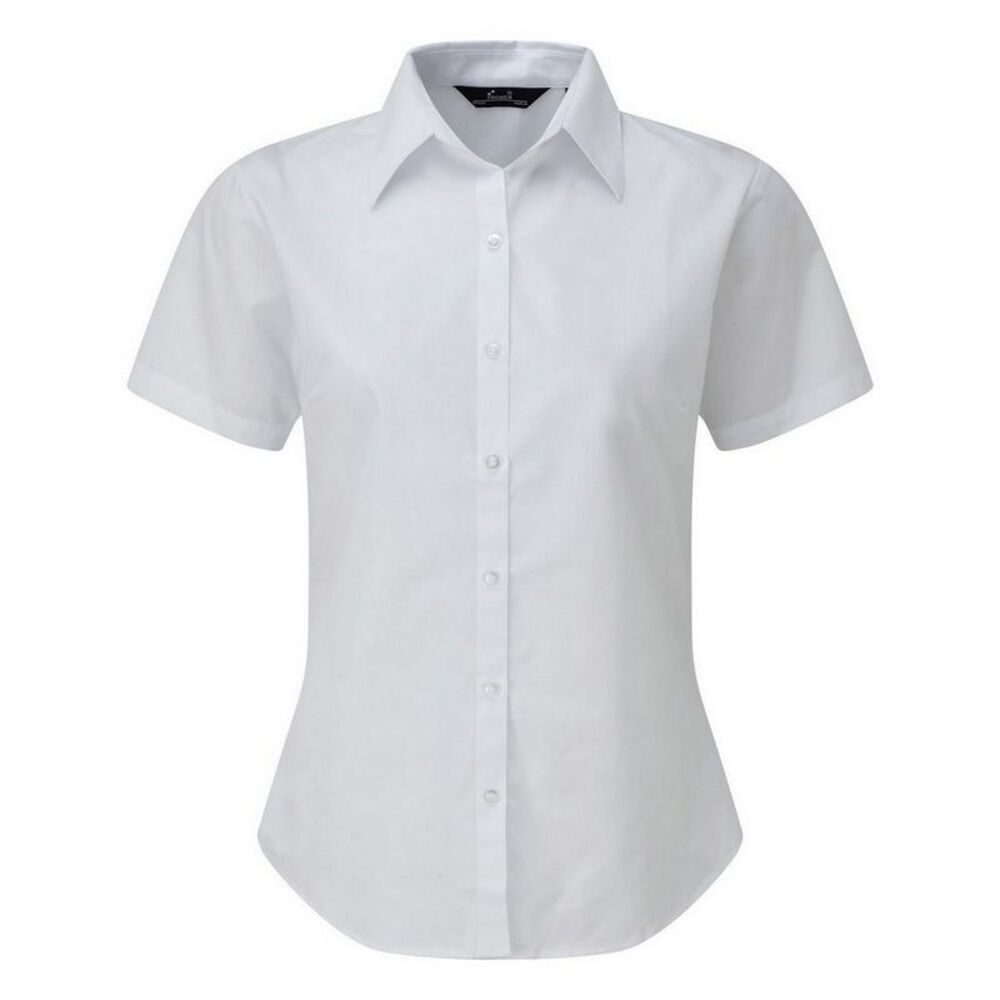 Womens/Ladies Premier Short Sleeve Poplin Blouse/Plain Work/Office/Smart Shirt /